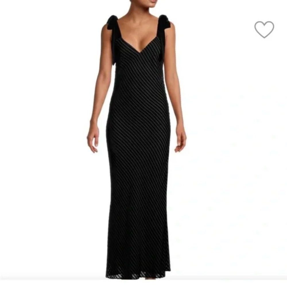 DANNIJO Devore Velvet Bow Strap Slip Dress